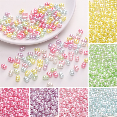 50 Cái / gói [8x5mm] Hạt Đậu Phộng Ngọc Trai Acrylic Hạt Đậu Phộng Lớn DIY Vòng Tay Vòng Cổ Phụ Kiện Dây Hạt