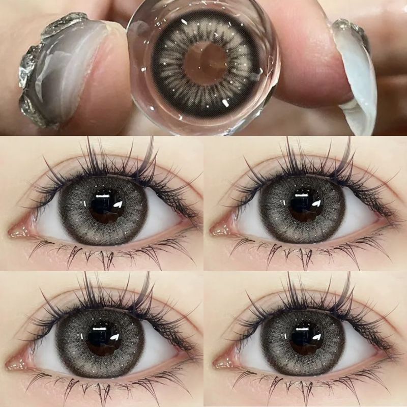 Kính áp tròng UYAAI 2 chiếc Ống kính áp tròng màu xám 14,5mm một năm 0,00---6,00 độ