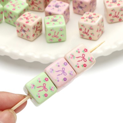 2 Miếng In Hình Hạt Vuông Nơ Hoa In Hạt Họa Tiết Bò / Họa Tiết Kẻ Sọc In Hạt Acrylic Vuông DIY Handmade Trang Sức Phụ Kiện