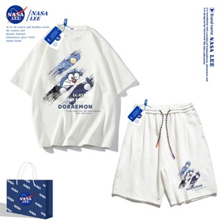 Áo thun ngắn tay Nasa mùa hè nam dáng rộng Quần Short Cotton hợp thời trang, nam nữ thể thao giản dị Phong cách đơn giản 2024 Phong cách mới