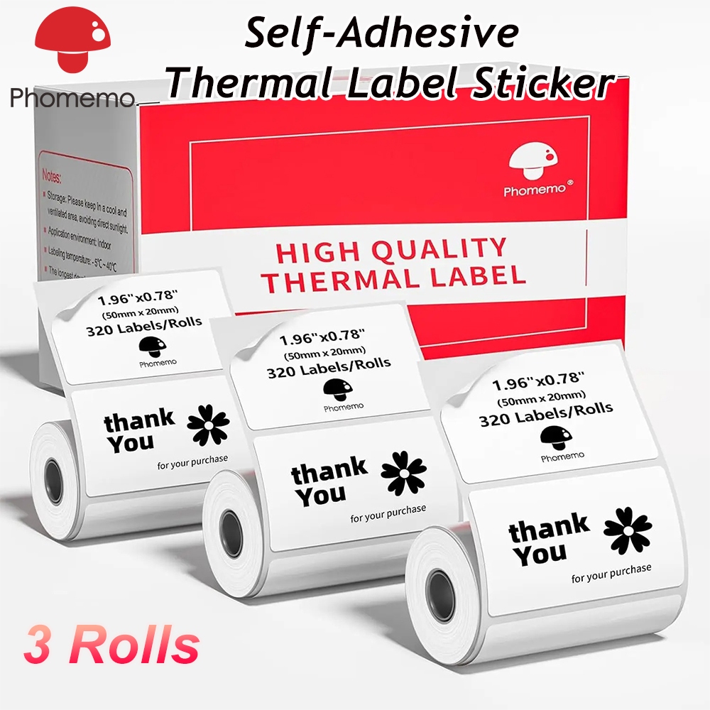 3 cuộn nhãn dán nhiệt cho máy in Phomemo M110/M221/M220/M120/M200/241BT/D520BT