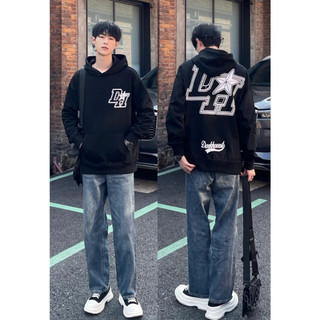 PEAR DODO Áo hoodie in chữ ngôi sao Mỹ dáng rộng chữ đôi áo khoác