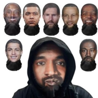✨Lưới liền mạch đàn hồi Mặt nạ toàn mặt Mô phỏng Ronaldo Kanye Messi Cosplay Mũ Balaclava