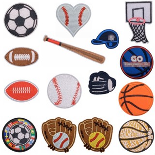  Bóng Chày Bóng Rổ Bóng Đá Bát Series Thêu Vải Dán Thêu Quần Áo Túi Chăn Trang Trí Sửa Chữa Miếng Dán Ủi Tay May 