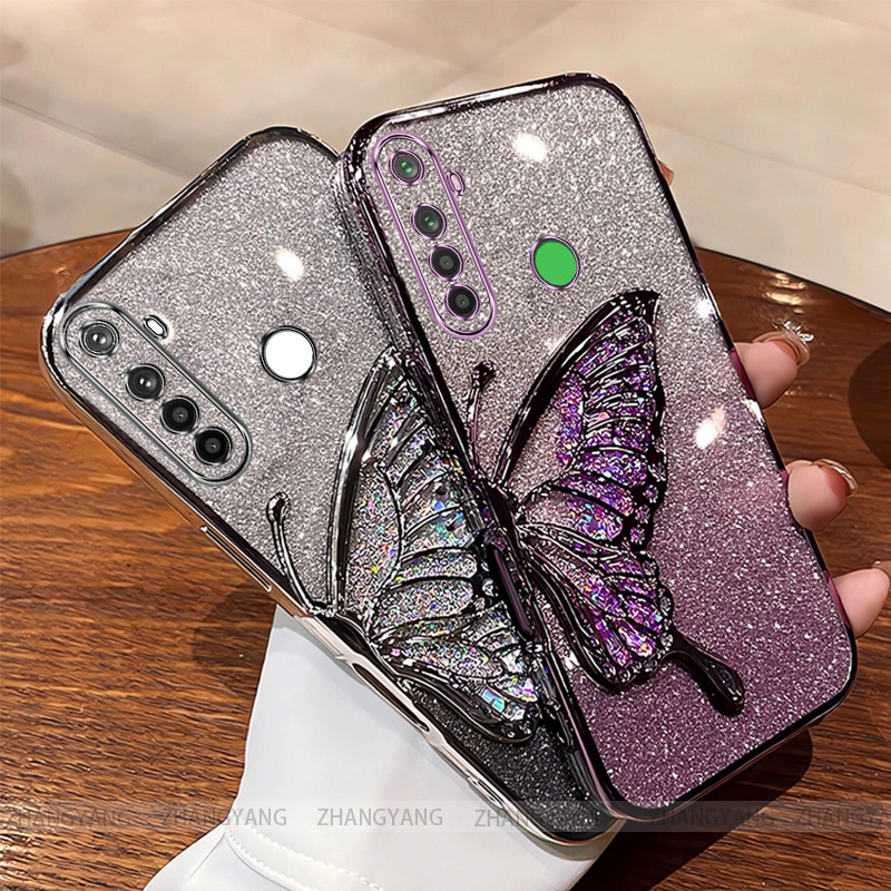 Ốp Lưng Cho Realme 5 5i 5s 6i c3 5 Pro Mạ Điện Lấp Lánh Vỏ Điện Thoại Silicon Thẩm Mỹ Miếng Dán Bướm TPU Mềm