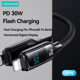  Cáp hiển thị kỹ thuật số USB C Type-C USAMS 30W cho iPhone 14 13 12 11 Pro Max Xs Plus PD Dây dữ liệu sạc nhanh 