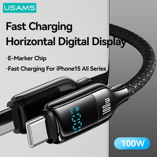  Usams 100W Loại C Sang Loại C Cáp Màn Hình Kỹ Thuật Số QC PD Cáp Sạc Nhanh Hợp Kim Kẽm Dệt Dây Dữ Liệu 