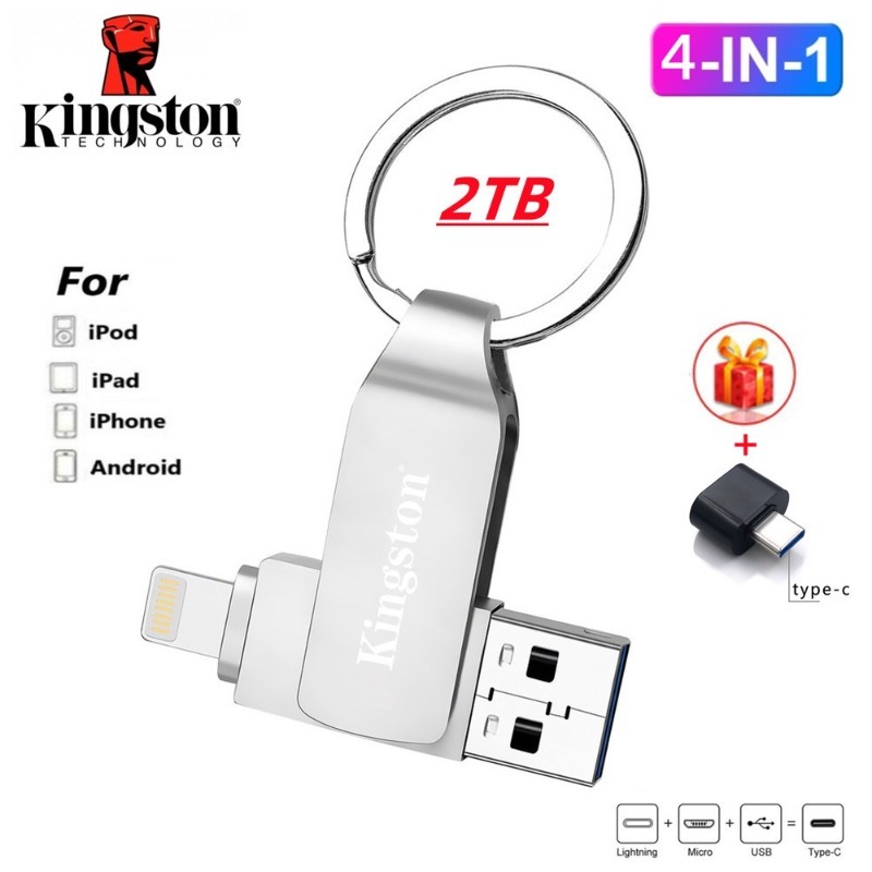 Ổ đĩa flash Kingston 2TB 4 in1 OTG USB3.0 loại c 1TB Pendrive 512G cho iPh / one Android PC