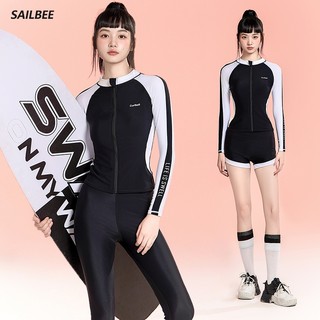 Sailbee Đồ bơi chống nắng dài tay dành cho nữ Đồ bơi lướt sóng Nhanh khô sứa Bộ đồ thể dục Dụng cụ lặn N219