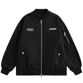 Quốc Đường Phố Mặc Mỹ Retro Cờ In Áo Khoác Nam Đen M-3XL Thu Đông Phố Cao Cấp Cặp Đôi Đường Phố Bóng Chày Đồng Nhất Áo