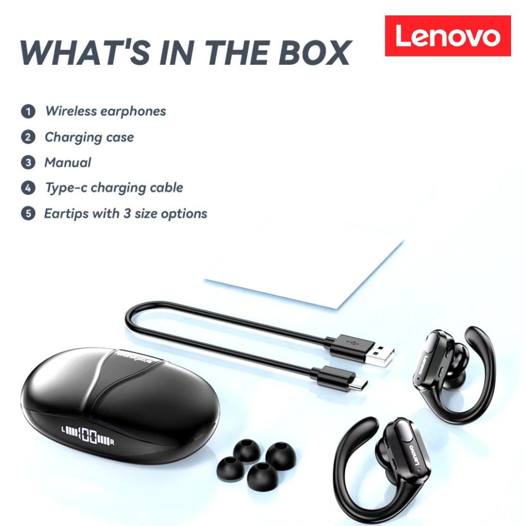 Tai nghe Bluetooth Lenovo XT80 Tai nghe không dây Giảm tiếng ồn Trò chơi chạy bộ thể thao Độ bền siêu dài Chất lượng âm thanh HD Chống nước | BigBuy360 - bigbuy360.vn