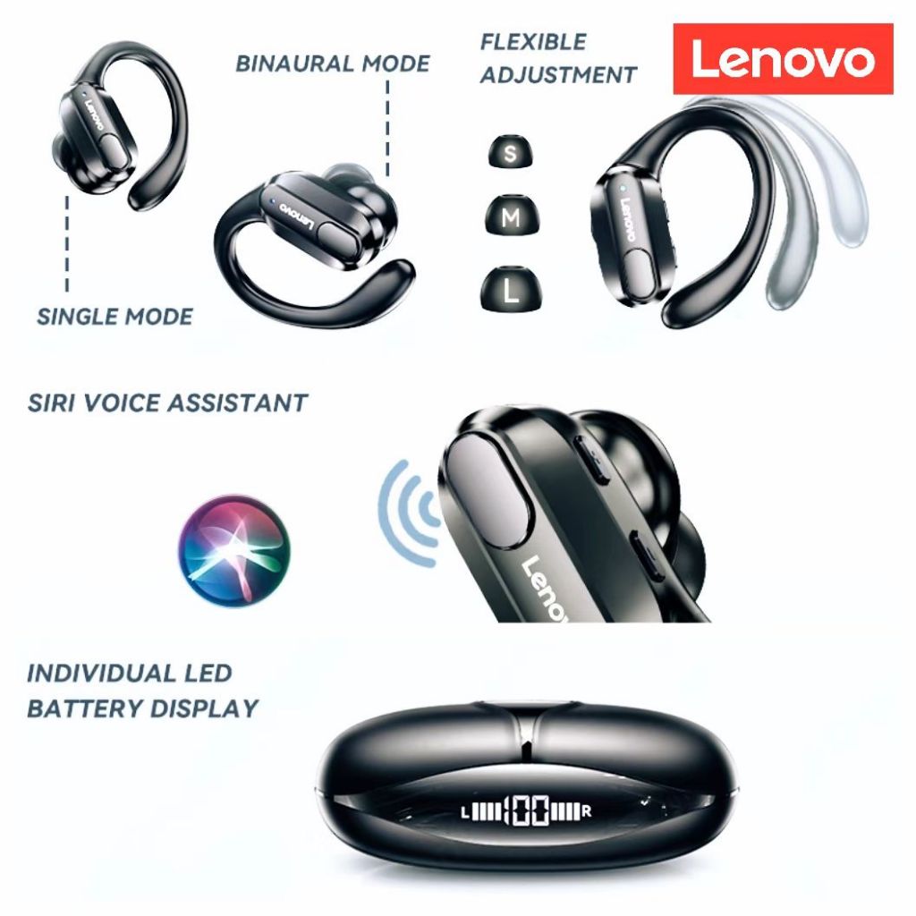 Tai nghe Bluetooth Lenovo XT80 Tai nghe không dây Giảm tiếng ồn Trò chơi chạy bộ thể thao Độ bền siêu dài Chất lượng âm thanh HD Chống nước | BigBuy360 - bigbuy360.vn