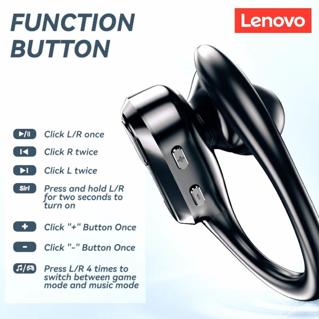 Tai nghe Bluetooth Lenovo XT80 Tai nghe không dây Giảm tiếng ồn Trò chơi chạy bộ thể thao Độ bền siêu dài Chất lượng âm thanh HD Chống nước | BigBuy360 - bigbuy360.vn