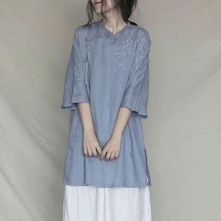 Qianqian Quần Áo Nữ QQ Khuyến Mãi Phong Cách Trung Hoa Tím Mới Phong Cách Trung Hoa Jacquard Top Nữ dáng Rộng Cổ Tròn Phù Hợp Với Ánh Sáng Nhỏ Phong Cách Trung Hoa Áo Sơ Mi Hợp Thời Trang Phong Cách Nóng bỏng