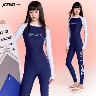 Sailbee Bộ đồ bơi dài tay dành cho nữ Bộ đồ lặn chống nắng UV Bảo thủ Bộ đồ lướt sóng mỏng khô nhanh Bộ đồ bơi lặn suối nước nóng N225