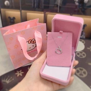 Vòng cổ kim cương thời trang Hàn Quốc HelloKitty nữ màu bạc ins quà tặng sinh nhật sinh viên tốt