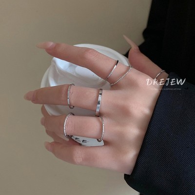 DREJEW 7 chiếc nhẫn thiết kế đơn giản và thời trang dành cho cặp đôi nhẫn vàng bạc bán buôn