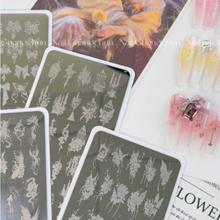 Bảng in nghệ thuật móng tay phong cách bướm miễn phí vẽ tay mẫu khuôn Silicone in con dấu chuyển