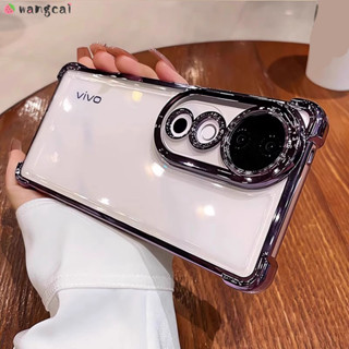 Dành Cho Vivo V40 V30 V29 V27 V25 V23 Pro V21 5G V21s Ốp Điện Thoại Có Ống Kính Máy Ảnh Mạ Phim Sáng Bóng Đơn Giản Trong Suốt Bốn Góc Túi Khí Chống Sốc Vỏ Mềm