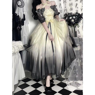 Đầm công chúa lưới dài Gothic màu xanh Gradient
