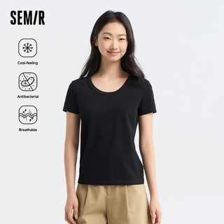 Semir Áo Thun Nữ Tay Ngắn Nữ Slim-Fit Chính Hãng Vai Màu Cơ Bản Mùa Hè 2024 Phong Cách Mới Kháng Khuẩn