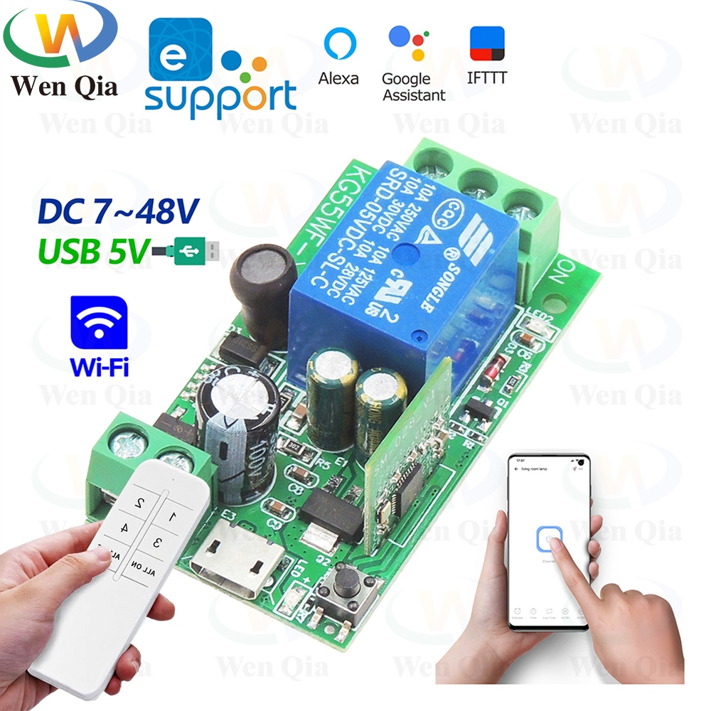 EWeLink WIFI Công tắc thông minh Hệ thống cửa nhà để xe DC 12V 24V 36V 48V 1CH Bộ thu rơle Điều khiể
