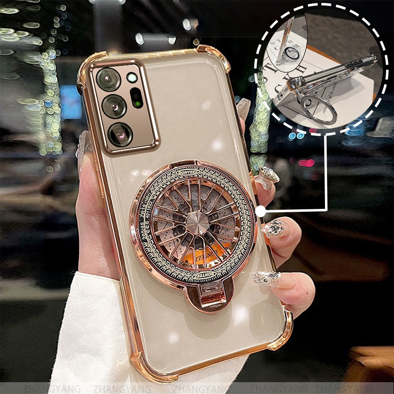 Ốp Lưng Cho Samsung NOTE 20 ULTRA Ốp Điện Thoại Mạ Điện Bốn Góc Chống Rơi Thẩm Mỹ Con Quay Hồi Chuyển Giá Đỡ TPU Silicon Mềm case