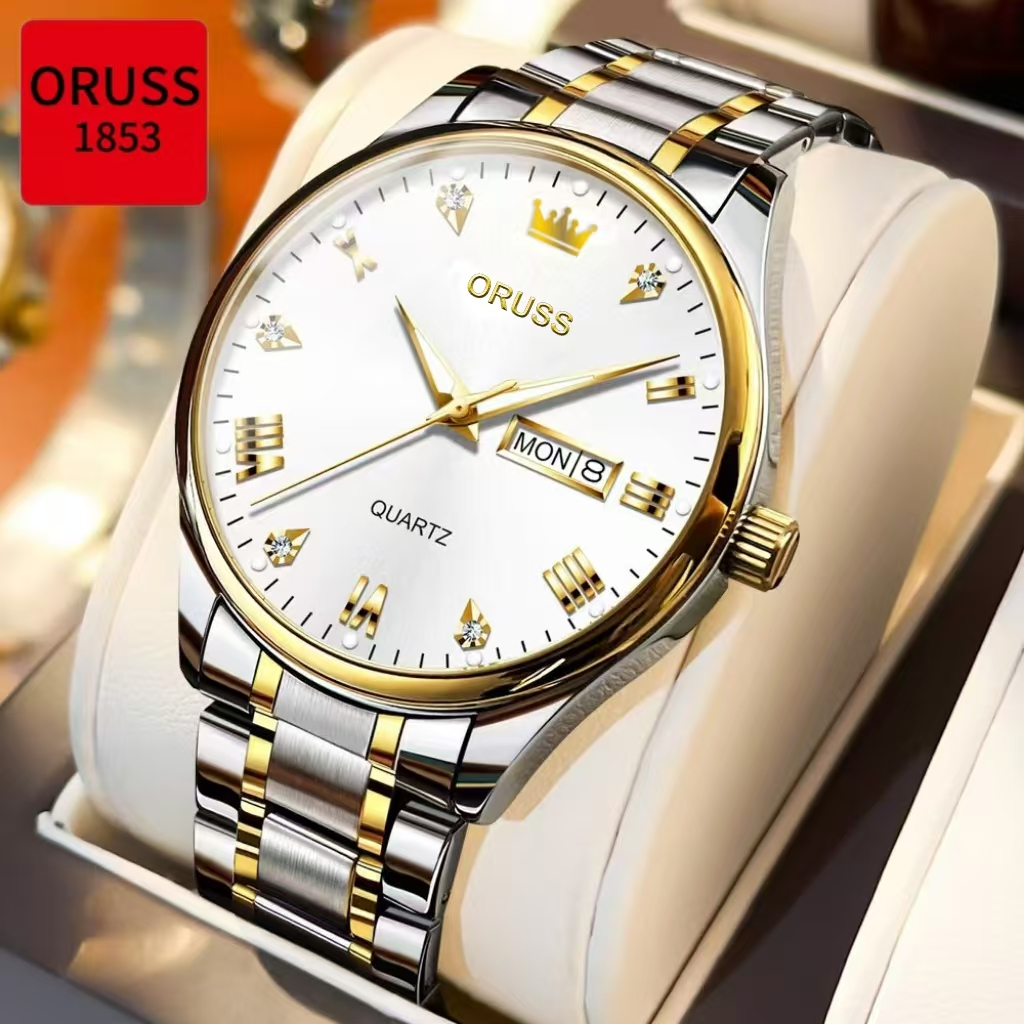 Đồng hồ đeo tay nam chính hãng Oruss Đồng hồ bạc phát sáng sang trọng bằng thép không gỉ Đồng hồ thạ