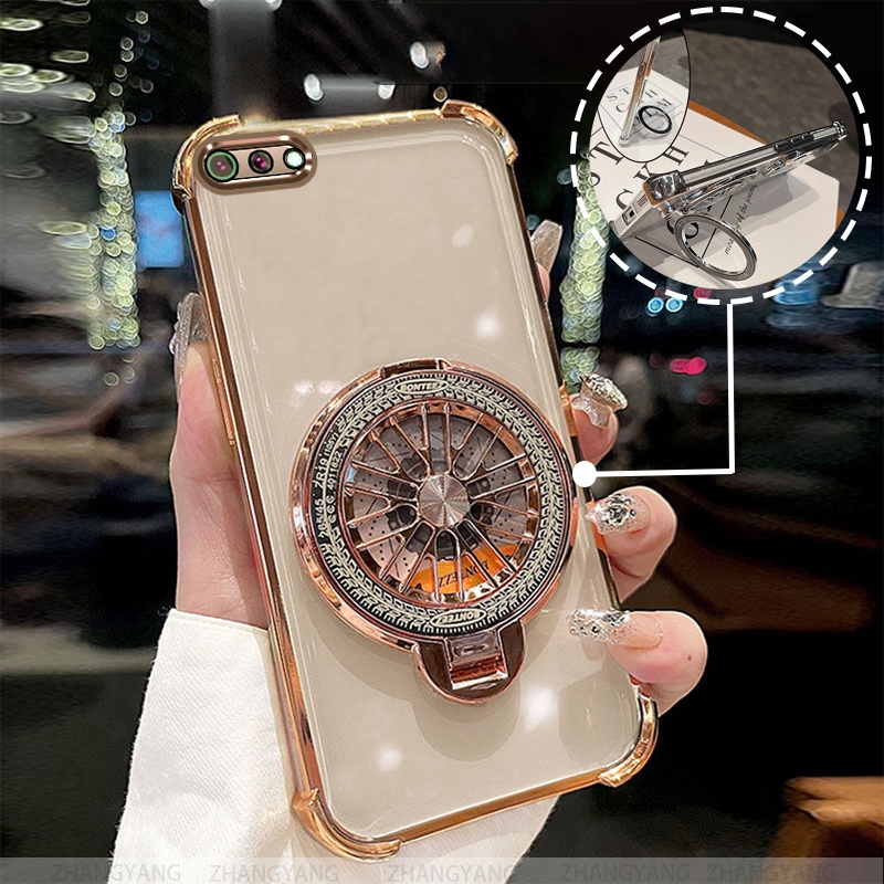 Ốp Lưng Cho OPPO A3S A12e A1k Ốp Điện Thoại Mạ Điện Bốn Góc Chống Rơi Thẩm Mỹ Con Quay Hồi Chuyển Giá Đỡ TPU Silicon Mềm