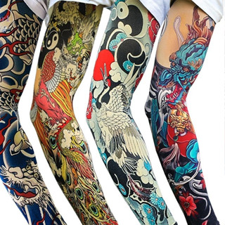 🐾POP Nam Chống Nắng, Tay Cầm Hình Xăm Cánh Tay Hoa Co Giãn Thoáng Khí, Vỏ Tay Chống Tia UV Tay Dài Hoa Họa Tiết Cánh Tay