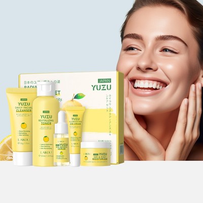 Laikou Yuzu Radiance Bộ chăm sóc da 5 chiếc Duy trì độ ẩm cường độ cao phát sáng trẻ trung Tiết lộ sự rạng rỡ cho ngày và đêm