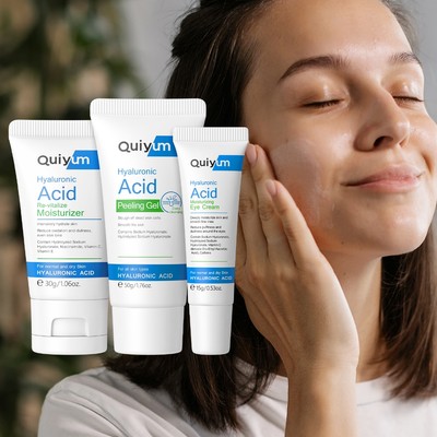 Quiyum Hyaluronic Facial 3 Bộ Gel Lột Kem Dưỡng Ẩm Mắt Làm Sáng Màu Da Sửa Chữa Da Dull Cho Da Thường Và Khô