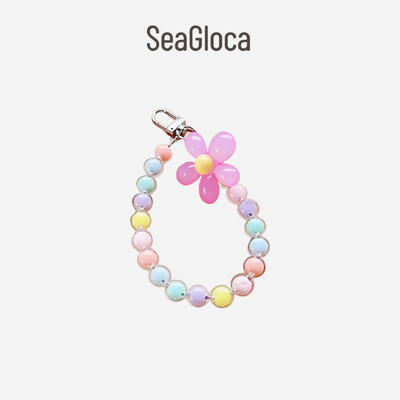 Seagloca Macaron Màu Hạt Cánh Hoa Dây Handmade Đính Hạt Hoa Điện Thoại Di Động Dây Đeo Cổ Tay Cho Người Phụ Nữ  35
