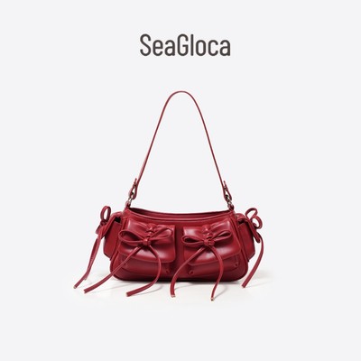 Seagloca Nơ Xếp Ly Dây Rút Nách Túi Đeo Vai Thời Trang Mới Dành Cho Nữ 2413