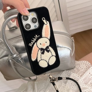 Ốp Điện Thoại Da Thỏ Thêu iPhone 16 15 14 13 pro max jellycat Hoạt Hình Bảo Vệ ip 13pro 16pro Ốp Cứng Chống Sốc