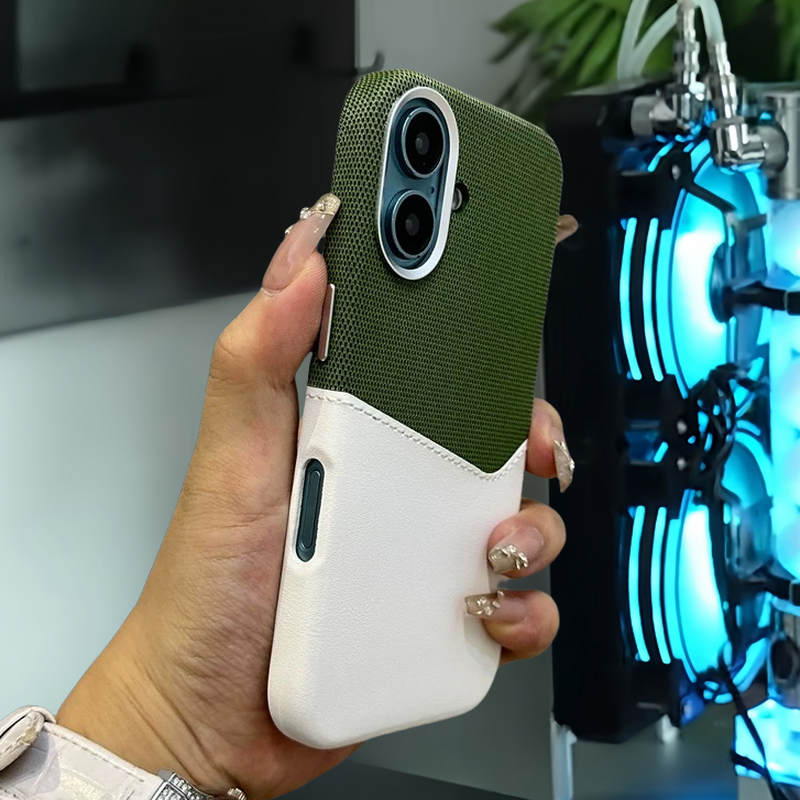 【 Bao da + thẻ vải / Ống kính kim loại 】 tương thích với vỏ iPhone 16 pro max