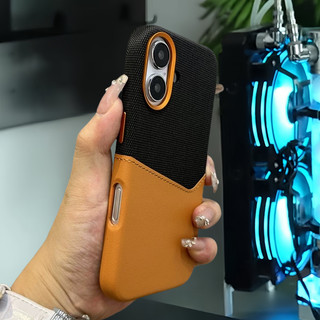 【 Bao da + thẻ vải / Ống kính kim loại 】 tương thích với vỏ iPhone 16 pro max