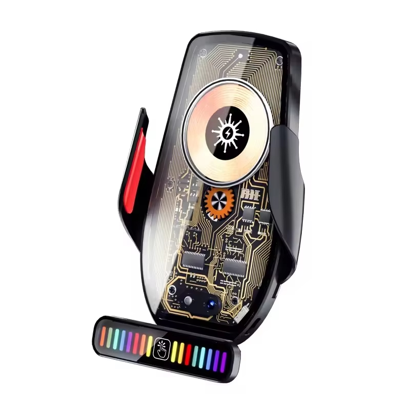 Bộ sạc không dây ô tô từ tính R20 Giá đỡ điện thoại nam châm PD 15W có giá đỡ đèn RGB