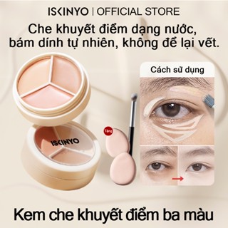ISKINYO Tricolor Che Khuyết Điểm Mặt Mụn Dấu Hiệu Sửa Đổi Vòng Tròn Đậm Trough Làm Sáng Dưỡng Ẩm Khổng Lồ Che Khuyết Điểm
