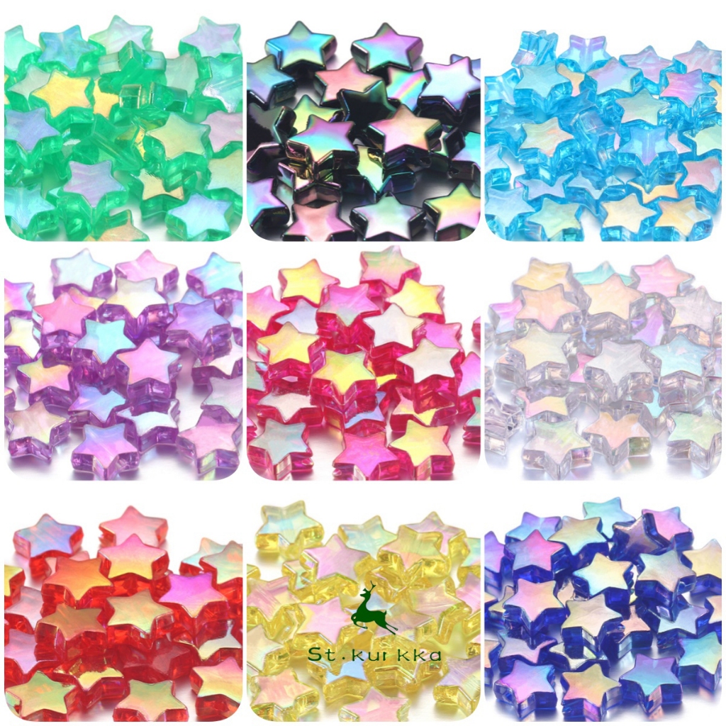 St.kunkka 50 Cái/gói 10 Mm Nhiều Màu Sắc Ngôi Sao Năm Cánh Hạt Dây Làm Trang Sức