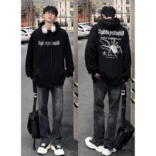 PEAR DODO Áo hoodie in chữ thời trang Mỹ dành cho nam và nữ mùa thu đông mới cashmere nặng cặp đôi hoodie