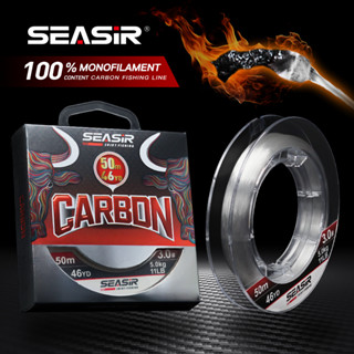 Seasir 100% Carbon Line Nhật Bản Dây Câu Cá Carbon Đơn Sợi 50M 4-16LB Chìm Fluorocarbon Dây Dẫn Đầu