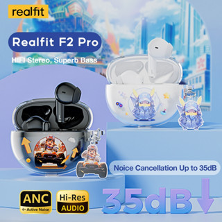 Tai nghe Bluetooth Realfit F2 Pro ANC Tai nghe không dây khử tiếng ồn chủ động có hộp đựng dễ thương có micrô