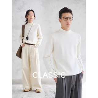 【M-5XL Áo Sweater Cổ Lọ Nam Nữ Dáng Rộng Phong Cách Hàn Quốc Cho Cặp Đôi Áo Nam Dài Tay Cổ Lọ Màu Trơn Áo Phông Nam Form Rộng Áo Phông Unisex Áo Giữ Nhiệt Cổ Cao Dài Tay