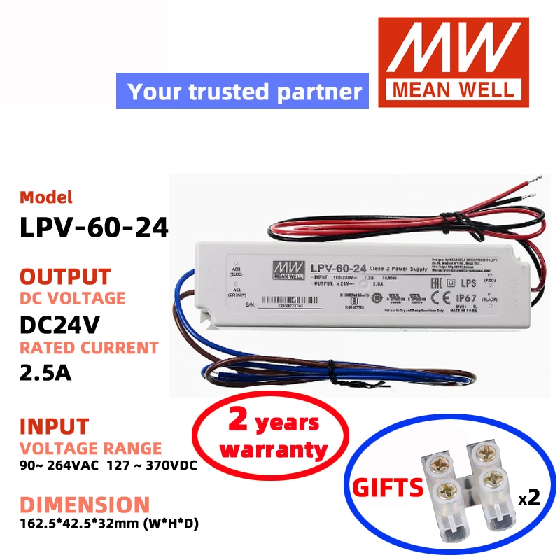 MEAN WELL LPV-60-24 LPV-60-12 LPV-60-5 Chuyển Đổi Nguồn Điện Meanwell DC Nguồn LED Trình Điều Khiển 