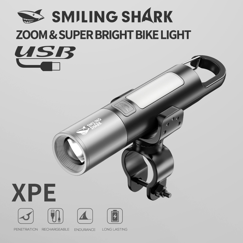 SmilingShark SD1019 đèn led xe đạp Siêu Sáng Đèn pin móc khóa có đèn bên COB 3 chế độ Thiết kế carabiner có thể sạc lại Type-C chống nước cho cắm trại đêm đi xe đạp