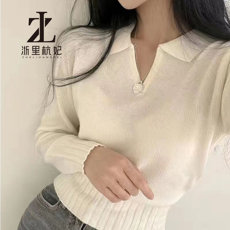 Phong cách nhẹ nhàng Dòng sữa sáp mềm mại Đáy nhỏ Áo len dệt kim màu xám Áo len bên trong | BigBuy360 - bigbuy360.vn