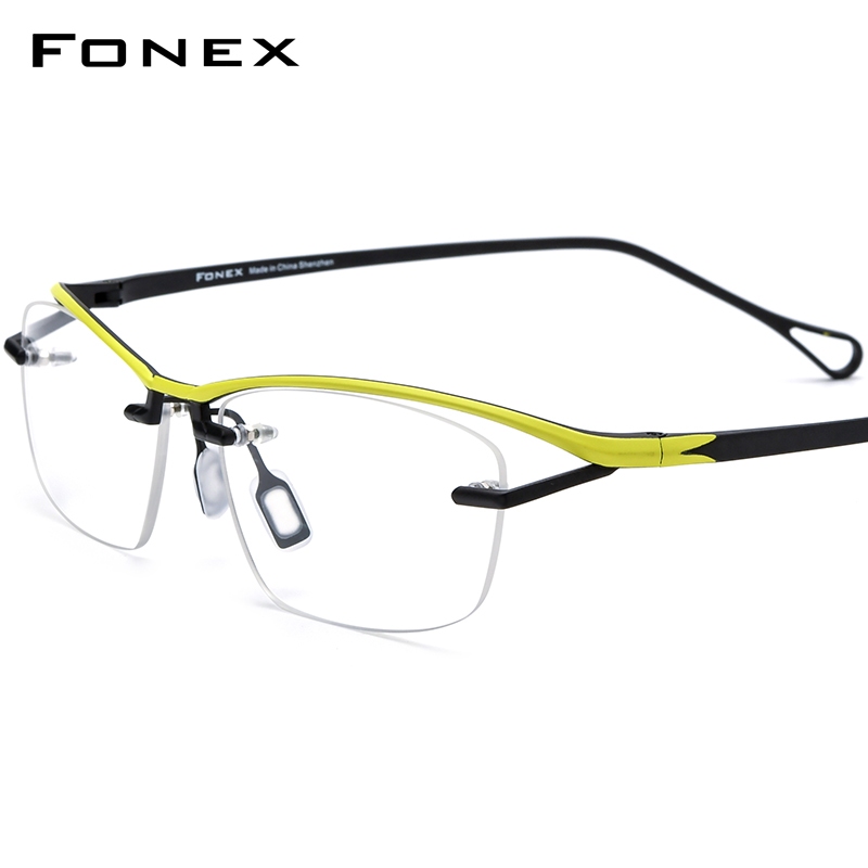 Fonex Nguyên Chất Titan Kính Khung Nam 2024 Mới Bán Không Vành Nữ Vuông Kính Mắt Nửa Khung Kính Mắt 