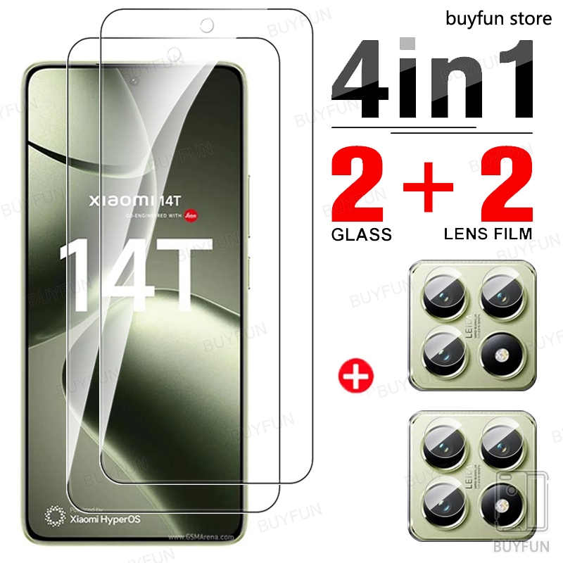 Kính Cường Lực 4 Trong 1 Cho Xiaomi mi 14T Pro Full Cover Bảo Vệ Màn Hình Ống Kính Cho mi 14 t 13t 11t 10T Pro Kính