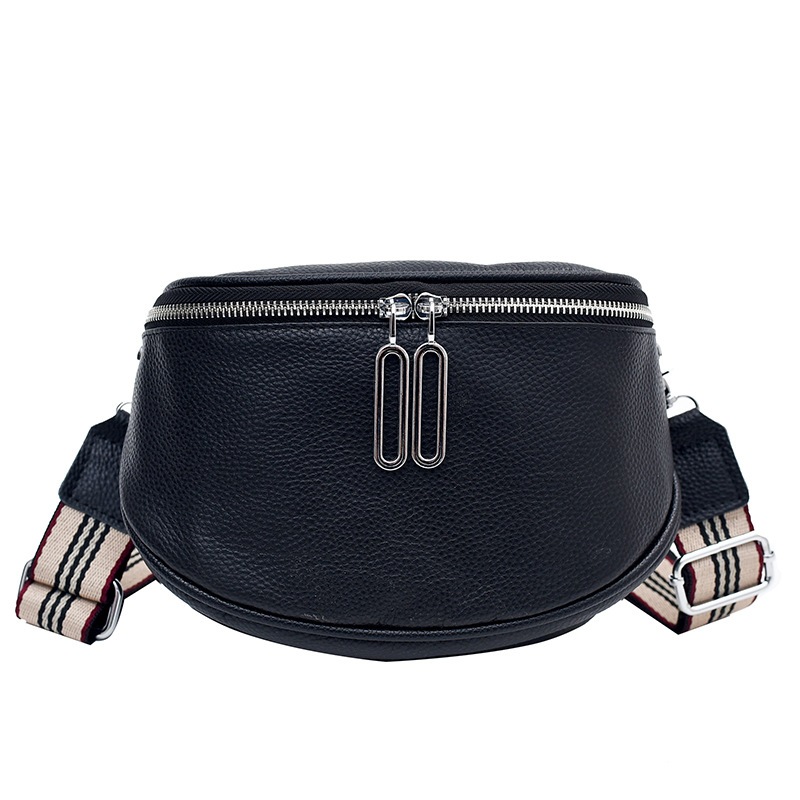 GENODERN Leather Crossbody Bag Double Zipper First Layer Cowhide Small Bag Shoulder Bag